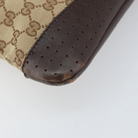 GUCCI GG Canvas Shoulder Bag Beige Silver 145857 Auth 169859