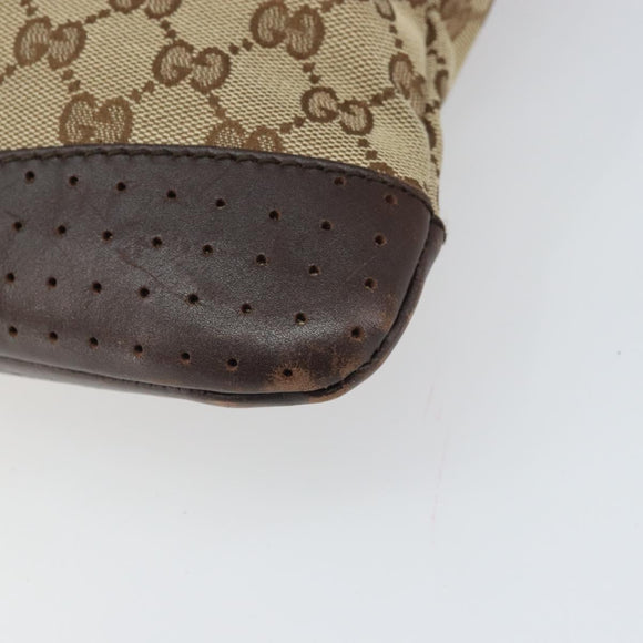 GUCCI GG Canvas Shoulder Bag Beige Silver 145857 Auth 169859