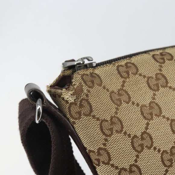 GUCCI GG Canvas Shoulder Bag Beige Silver 145857 Auth 169859