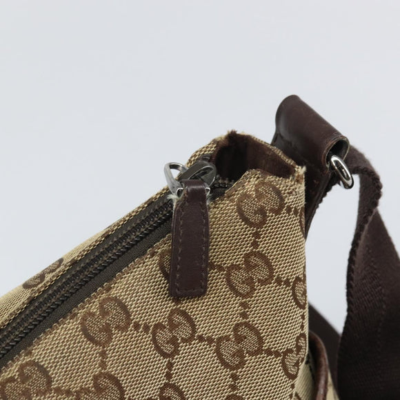 GUCCI GG Canvas Shoulder Bag Beige Silver 145857 Auth 169859