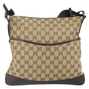 GUCCI GG Canvas Shoulder Bag Beige Silver 145857 Auth 169859-13
