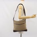 GUCCI GG Canvas Shoulder Bag Beige Silver 145857 Auth 169859-24