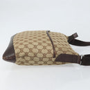 GUCCI GG Canvas Shoulder Bag Beige Silver 145857 Auth 169859-3