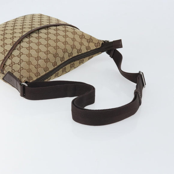 GUCCI GG Canvas Shoulder Bag Beige Silver 145857 Auth 169859