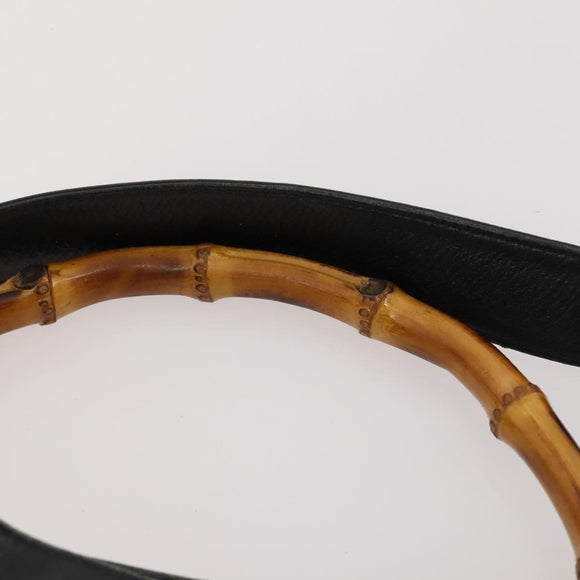 GUCCI Bamboo Shoulder Bag Leather 2way Black Gold 001 1577 2615 Auth 169863