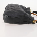 GUCCI Bamboo Shoulder Bag Leather 2way Black Gold 001 1577 2615 Auth 169863-4