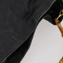 GUCCI Bamboo Shoulder Bag Leather 2way Black Gold 001 1577 2615 Auth 169863-6