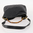 GUCCI Bamboo Shoulder Bag Leather 2way Black Gold 001 1577 2615 Auth 169863-7