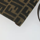 FENDI Zucca Canvas Shoulder Bag Black Brown Auth 169866-14