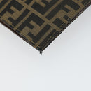 FENDI Zucca Canvas Shoulder Bag Black Brown Auth 169866-9