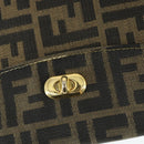 FENDI Zucca Canvas Shoulder Bag Black Brown Auth 169866-10