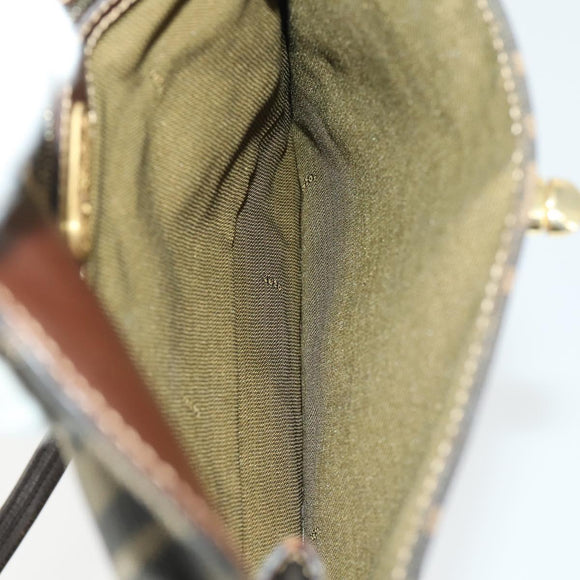 FENDI Zucca Canvas Shoulder Bag Black Brown Auth 169866