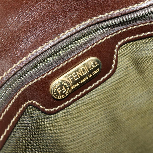 FENDI Zucca Canvas Shoulder Bag Black Brown Auth 169866