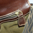 FENDI Zucca Canvas Shoulder Bag Black Brown Auth 169866-20