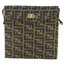 FENDI Zucca Canvas Shoulder Bag Black Brown Auth 169866-13