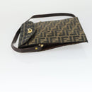 FENDI Zucca Canvas Shoulder Bag Black Brown Auth 169866-4