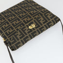 FENDI Zucca Canvas Shoulder Bag Black Brown Auth 169866-6