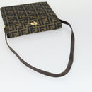 FENDI Zucca Canvas Shoulder Bag Black Brown Auth 169866-7