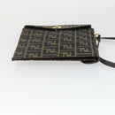 FENDI Zucca Canvas Shoulder Bag Black Brown Auth 169866-5