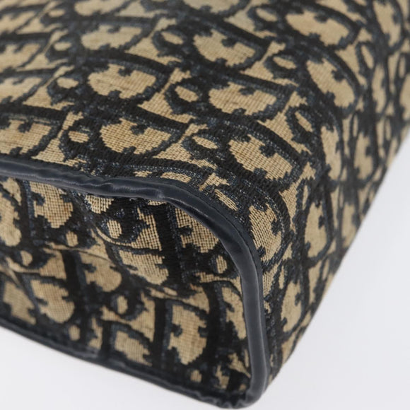 Christian Dior Trotter Canvas Shoulder Bag Navy Gold Auth 169874
