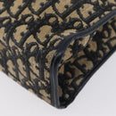 Christian Dior Trotter Canvas Shoulder Bag Navy Gold Auth 169874-17