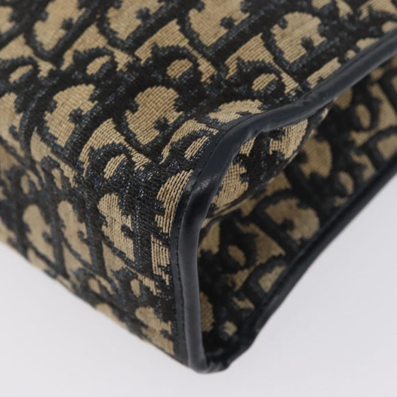 Christian Dior Trotter Canvas Shoulder Bag Navy Gold Auth 169874