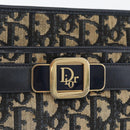 Christian Dior Trotter Canvas Shoulder Bag Navy Gold Auth 169874-18