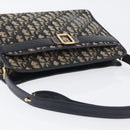 Christian Dior Trotter Canvas Shoulder Bag Navy Gold Auth 169874-7