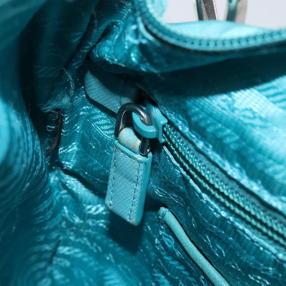 PRADA Shoulder Bag Nylon Light Blue Silver Auth 169875