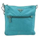 PRADA Shoulder Bag Nylon Light Blue Silver Auth 169875-13