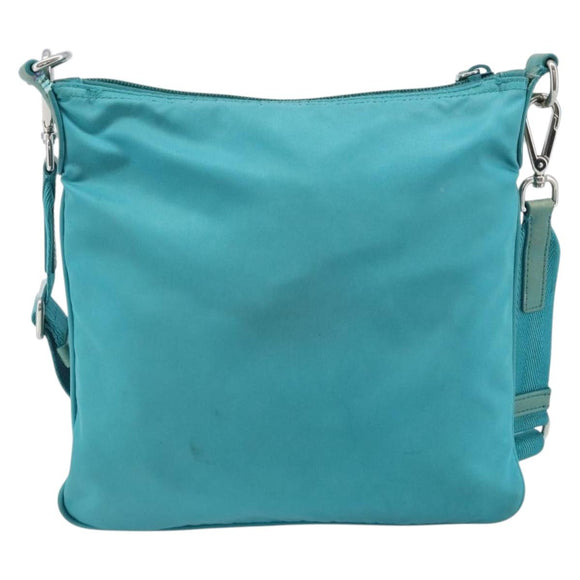 PRADA Shoulder Bag Nylon Light Blue Silver Auth 169875