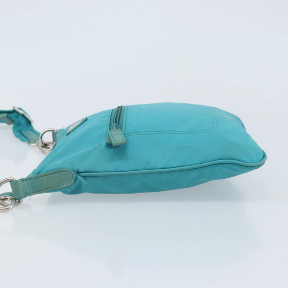 PRADA Shoulder Bag Nylon Light Blue Silver Auth 169875