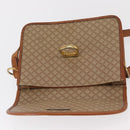 CELINE Macadam Canvas Shoulder Bag PVC Leather Beige Gold Auth 169877-15