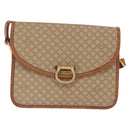 CELINE Macadam Canvas Shoulder Bag PVC Leather Beige Gold Auth 169877-2