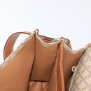 CELINE Macadam Canvas Shoulder Bag PVC Leather Beige Gold Auth 169877-21