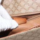 CELINE Macadam Canvas Shoulder Bag PVC Leather Beige Gold Auth 169877-25