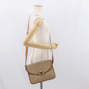 CELINE Macadam Canvas Shoulder Bag PVC Leather Beige Gold Auth 169877-26
