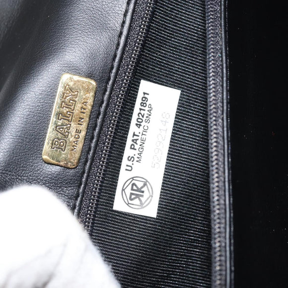 BALLY Chain Shoulder Bag Leather Black Gold Auth 169878V