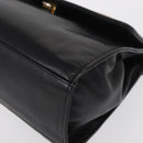 FENDI Hand Bag Leather Black Gold Auth 169891-15