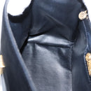 FENDI Hand Bag Leather Black Gold Auth 169891-20