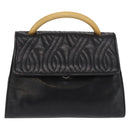 FENDI Hand Bag Leather Black Gold Auth 169891-13