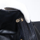 FENDI Hand Bag Leather Black Gold Auth 169891-21
