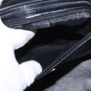 FENDI Hand Bag Leather Black Gold Auth 169891-22