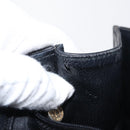 FENDI Hand Bag Leather Black Gold Auth 169891-12