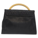 FENDI Hand Bag Leather Black Gold Auth 169891-2