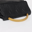 FENDI Hand Bag Leather Black Gold Auth 169891-7