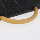 FENDI Hand Bag Leather Black Gold Auth 169891-8