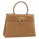 Salvatore Ferragamo Gancini Hand Bag Leather Brown Gold Auth 169892-1