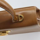 Salvatore Ferragamo Gancini Hand Bag Leather Brown Gold Auth 169892-15