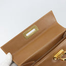 Salvatore Ferragamo Gancini Hand Bag Leather Brown Gold Auth 169892-16